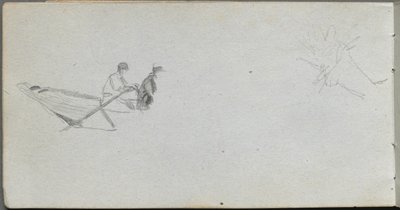 Náčrtník, strana 04: Figurky ve člunu. od Jean Louis Ernest Meissonier