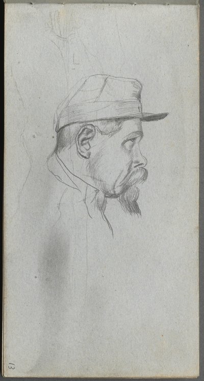 Náčrtník, strana 13: Busta muže z profilu od Ernest Meissonier