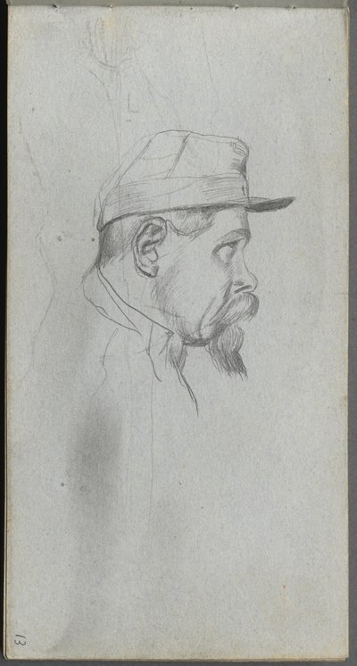 Náčrtník, strana 13: Busta muže z profilu. od Jean Louis Ernest Meissonier