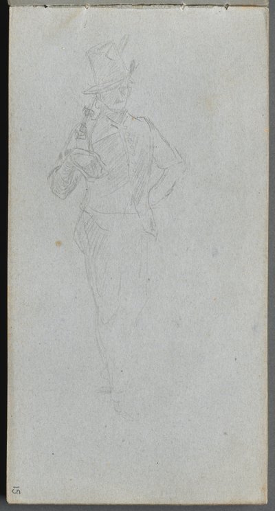 Náčrtník, strana 15: Studie vojáka. od Jean Louis Ernest Meissonier