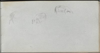Náčrtník, strana 20: Studie zvířat. od Jean Louis Ernest Meissonier