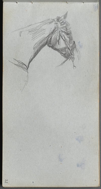 Náčrtník, strana 21: Studie koně. od Jean Louis Ernest Meissonier