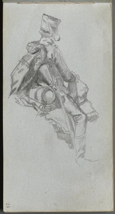 Náčrtník, strana 23: Sedící voják. od Jean Louis Ernest Meissonier