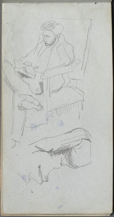 Náčrtník, strana 24: Postava sedícího muže. od Jean Louis Ernest Meissonier