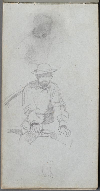 Skicář, strana 30: Postava sedícího muže a postava v profilu. od Jean Louis Ernest Meissonier