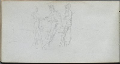 Náčrtník, strana 42: Tři obrázky. od Jean Louis Ernest Meissonier