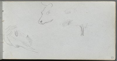 Sketchbook, strana 53: Animal Studies and Tree Study. od Jean Louis Ernest Meissonier
