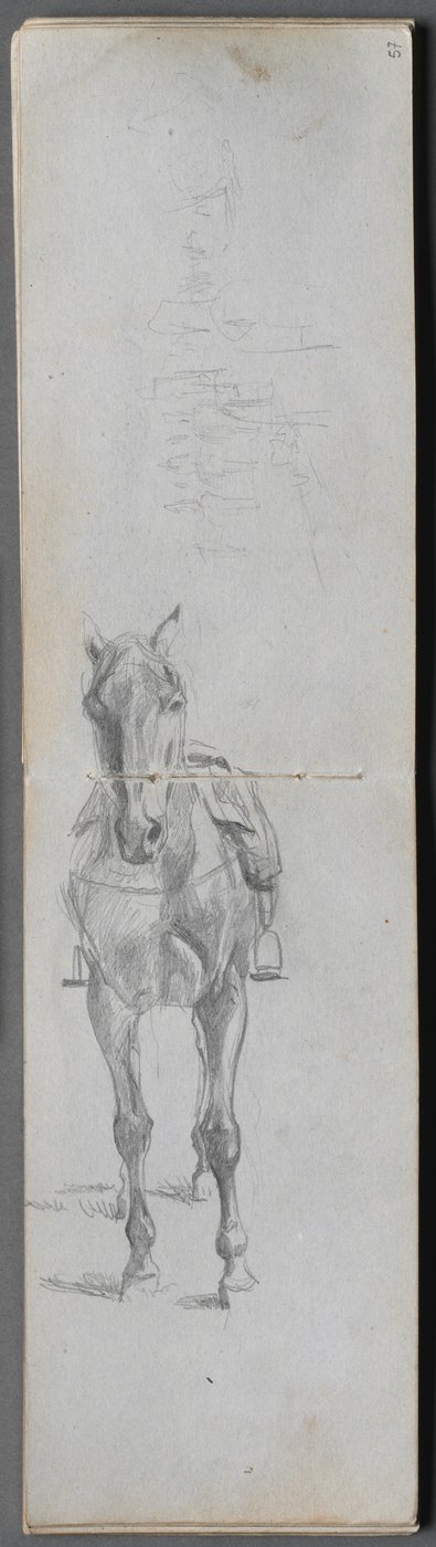 Náčrtník, strana 56 & 57: Studie koně. od Jean Louis Ernest Meissonier