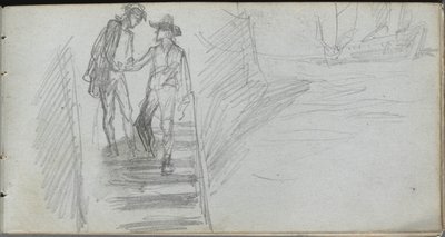Náčrtník, strana 64: Postavy na schodišti od Ernest Meissonier