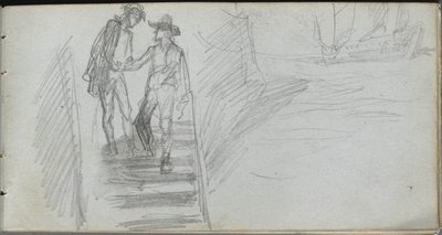 Náčrtník, strana 64: Postavy na schodišti. od Jean Louis Ernest Meissonier