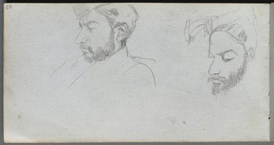 Skicář, strana 65: Studie tváří v profilu. od Jean Louis Ernest Meissonier