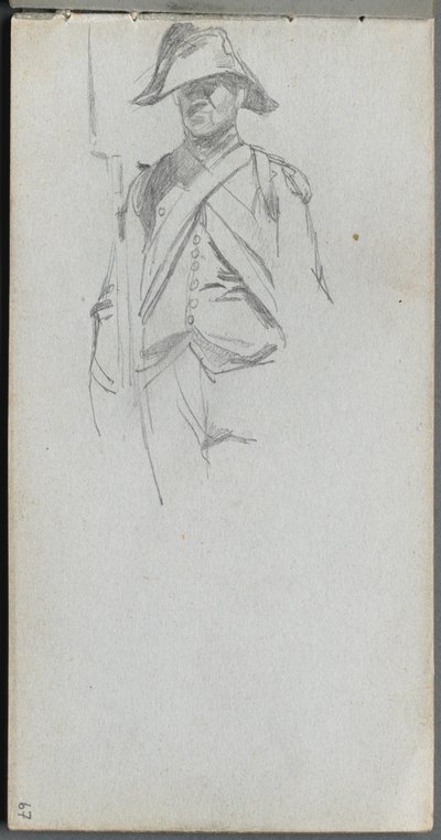 Náčrtník, strana 67: Studie vojáka. od Jean Louis Ernest Meissonier