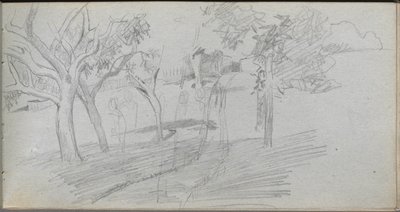 Náčrtník, strana 74: Krajinná studie. od Jean Louis Ernest Meissonier