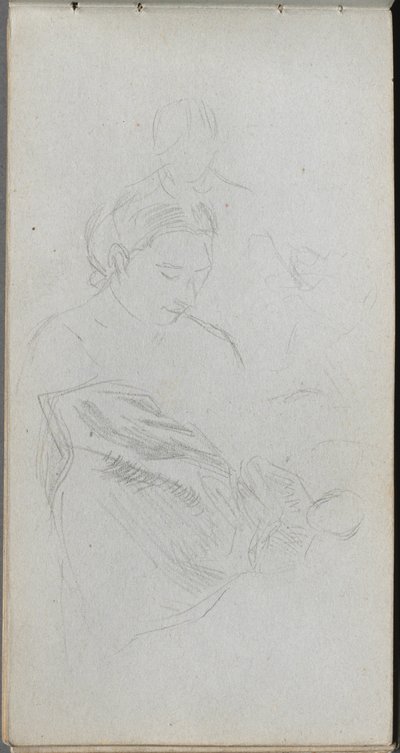 Náčrtník, strana 82: Studie obrázků. od Jean Louis Ernest Meissonier