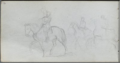 Náčrtník, strana 91: Figurky na koni. od Jean Louis Ernest Meissonier