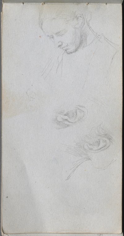 Náčrtník, strana 96: Studie tváře, uši od Ernest Meissonier