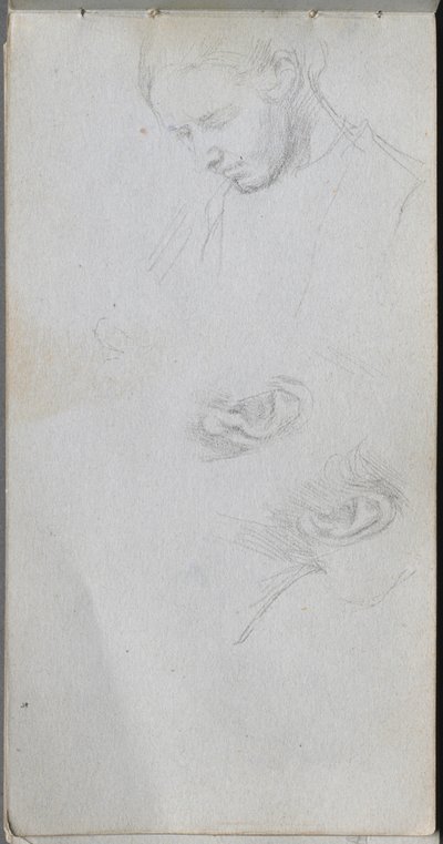 Náčrtník, strana 96: Studie tváře, uši. od Jean Louis Ernest Meissonier