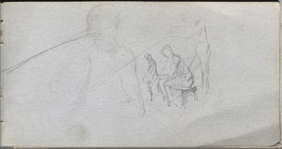 Náčrtník, strana 98: Studie obrázků. od Jean Louis Ernest Meissonier