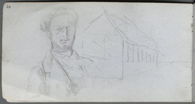 Náčrtník, strana 99: Studie obrázku, budova. od Jean Louis Ernest Meissonier