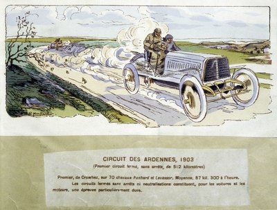 Závodění: okruh v Ardenách v roce 1903, kresba Ernesta Montauta (1878-1909). od Ernest Montaut