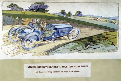Závody: Gordon Bennett Cup (Gordon-Bennett) v roce 1905 - kresba Ernest Montaut (1878-1909). od Ernest Montaut