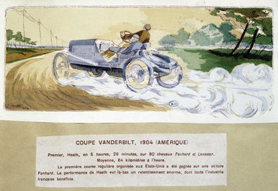 Závody: Vanderbiltův pohár v roce 1904 - kresba Ernesta Montauta (1878-1909). od Ernest Montaut