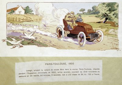 Závod Paříž - Toulouse v roce 1900, kresba Ernesta Montauta (1878-1909). od Ernest Montaut