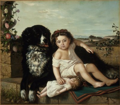 Portrét dívky se psem, 1879 od Ernest Narjot