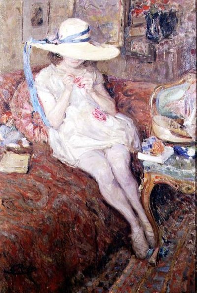Mladá dívka ve slaměném klobouku od Ernest Rocher