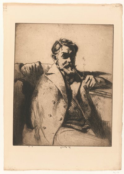 Portrét sira Franka Brangwyna s Pipe od Ernest Stephen Lumsden (signed by artist)
