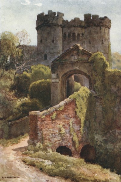 Hrad Carisbrooke (barevné lito) od Ernest William Haslehust