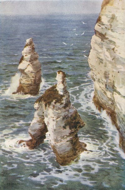 Flamborough: King and Queen Rocks (barevné lito) od Ernest William Haslehust