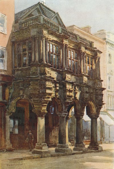 Guildhall Porch (barevná lito) od Ernest William Haslehust