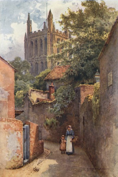 Gwynne Street z místa narození Nell Gwynne (barevné lito) od Ernest William Haslehust