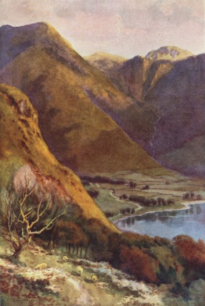Head of Buttermere a Honister Crag (barevné lito) od Ernest William Haslehust