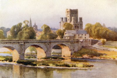 Kelso: The River Tweed and Abbey Ruins (barevné lito) od Ernest William Haslehust