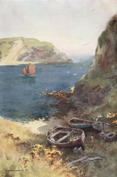 Lulworth Cove (barevné lito) od Ernest William Haslehust