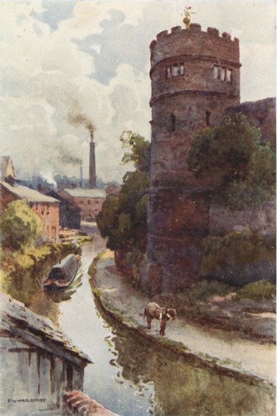 Phoenix Tower and Canal (barevné lito) od Ernest William Haslehust