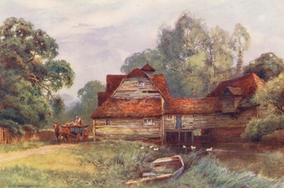 Řeka Temže: Mapledurham Mill (barevná litografie) od Ernest William Haslehust
