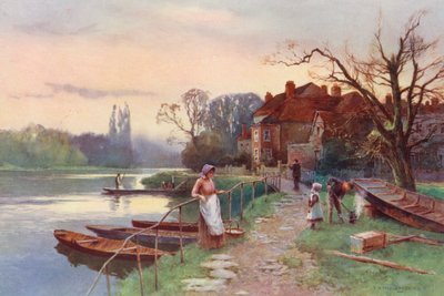 Řeka Temže: Poblíž Staines (barevná litografie) od Ernest William Haslehust