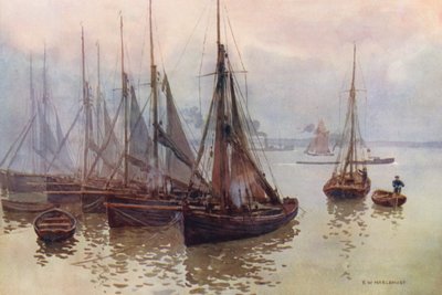 Řeka Temže: (barevná litografie): The Shrimping Fleet, Gravesend (barevná litografie) od Ernest William Haslehust
