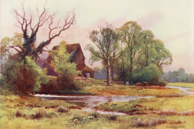 Řeka Temže: Upper Somerford Mill (barevná litografie) od Ernest William Haslehust