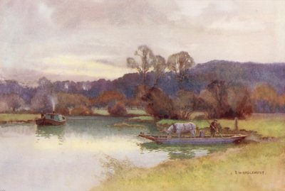 Řeka Temže: Pohled na Nunehamský les (barevná litografie) od Ernest William Haslehust