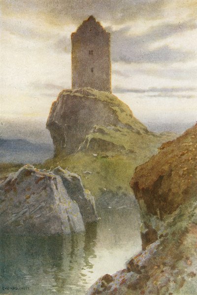Smailholmská věž (barevná lito) od Ernest William Haslehust
