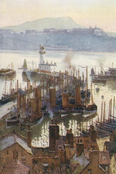 Přístav ze Starého Města (barevná lito) od Ernest William Haslehust