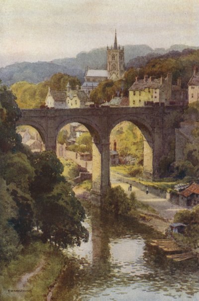 Historické staré město Knaresborough (barevné lito) od Ernest William Haslehust