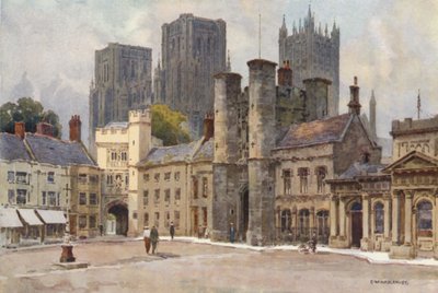 The Market Place, Wells (barevné lito) od Ernest William Haslehust