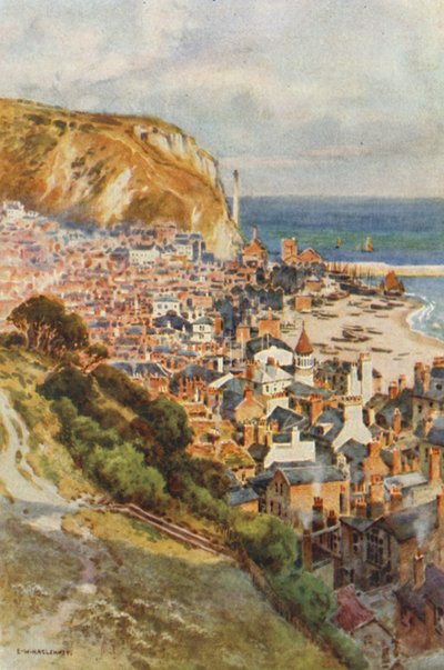Staré město, Hastings (barevné lito) od Ernest William Haslehust