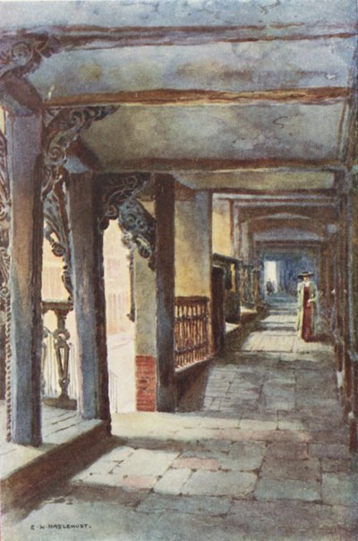 The Rows, Watergate Street (barevné lito) od Ernest William Haslehust