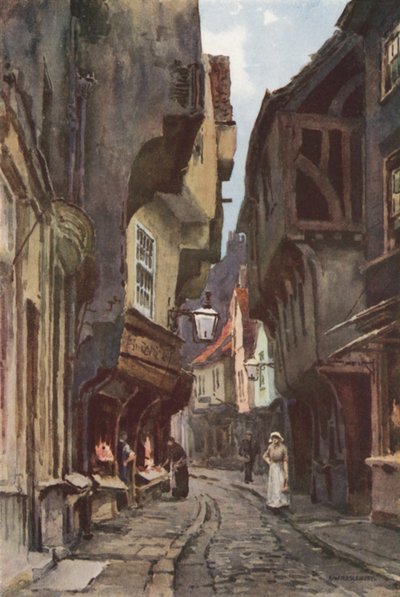 The Shambles (barevné lito) od Ernest William Haslehust